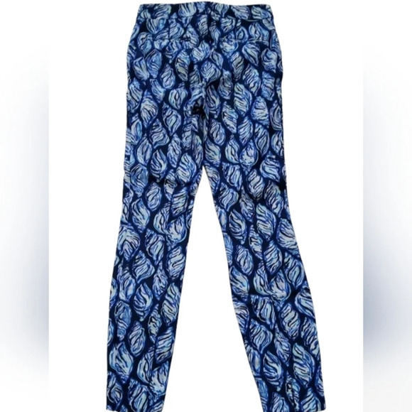 Lilly Pulitzer High Tide Navy Blue Drop Seashell Keiliani Stretch Pants Size 6 - Picture 4 of 6